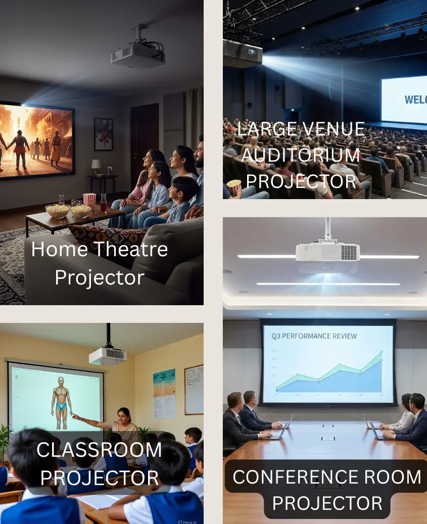 COLLAGE OF PROJECTOR USES